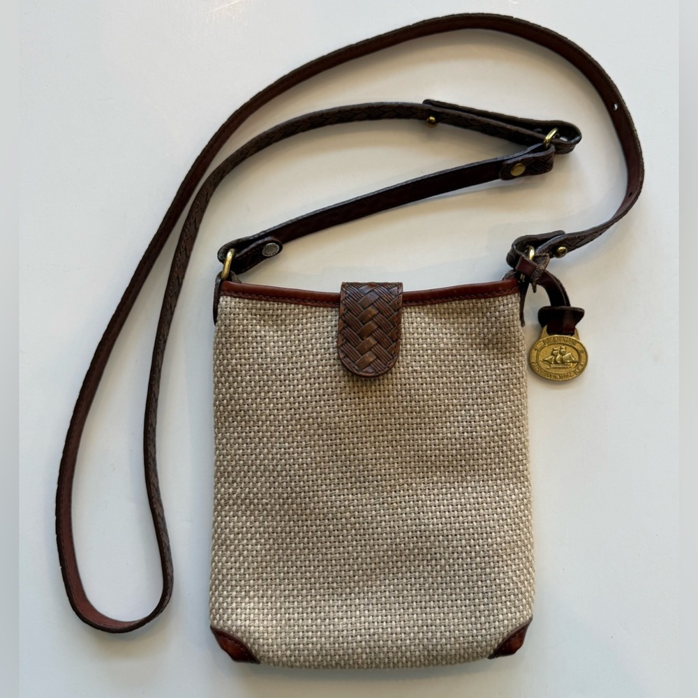 Brahmin Woven Crossbody Embossed Leather Trim Harbor Collection Adjustable